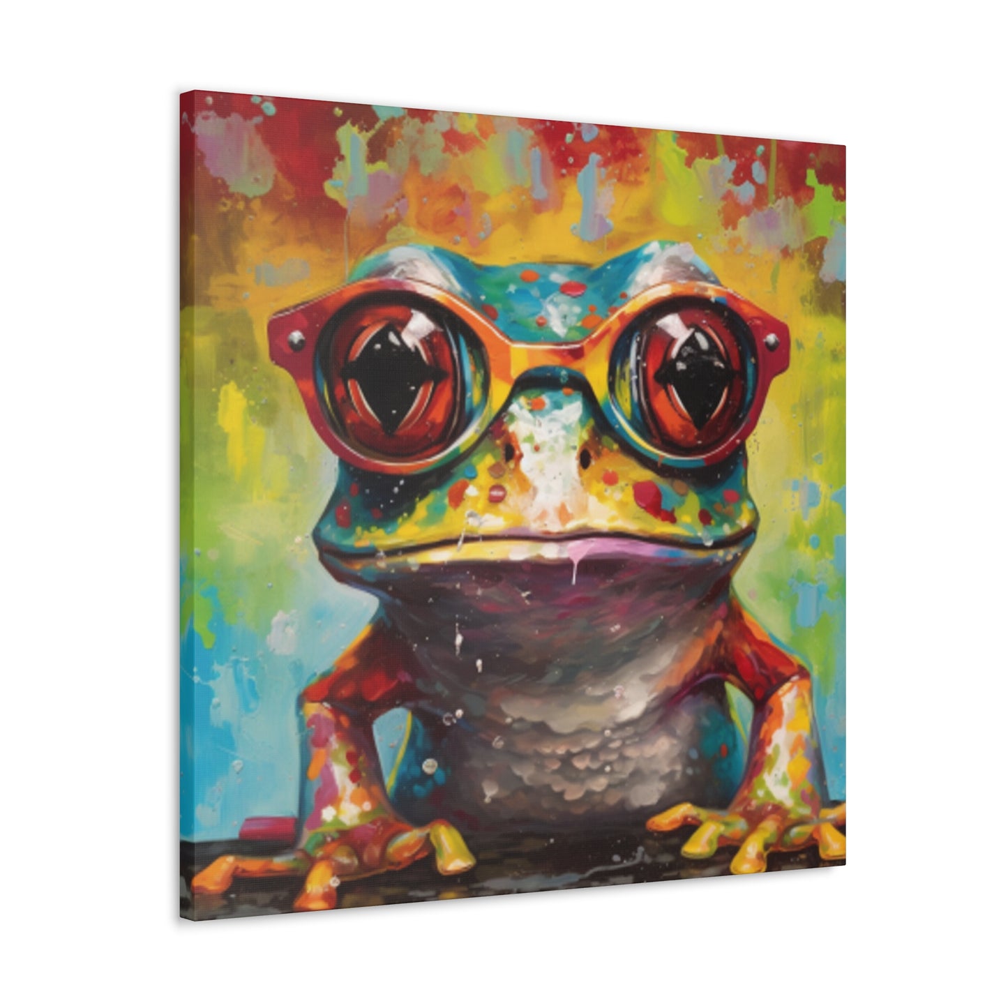 Bold Colored Frog In Bold Glasses - Large Wall Art