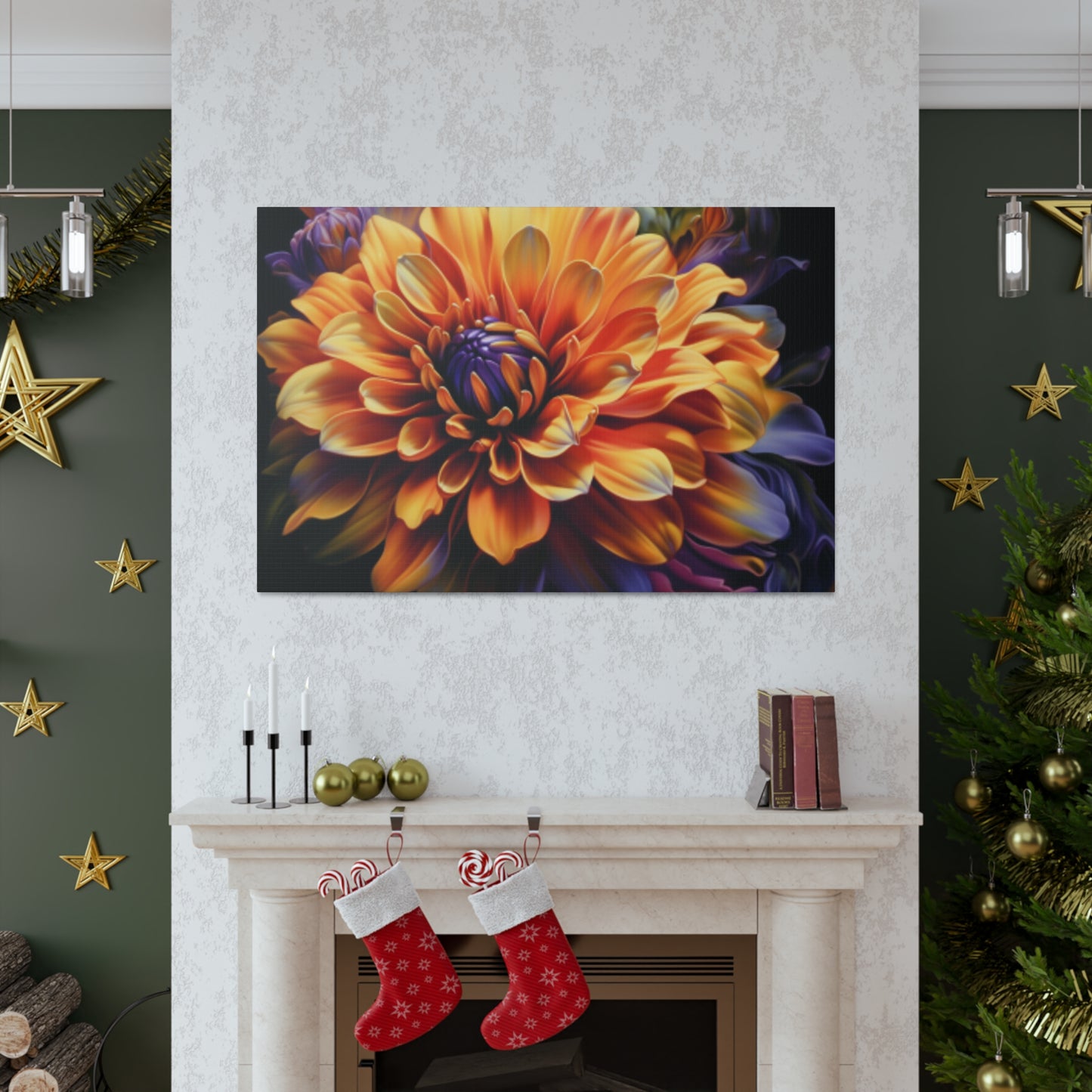 Glowing Dahlia In Bloom - Large Wall Art