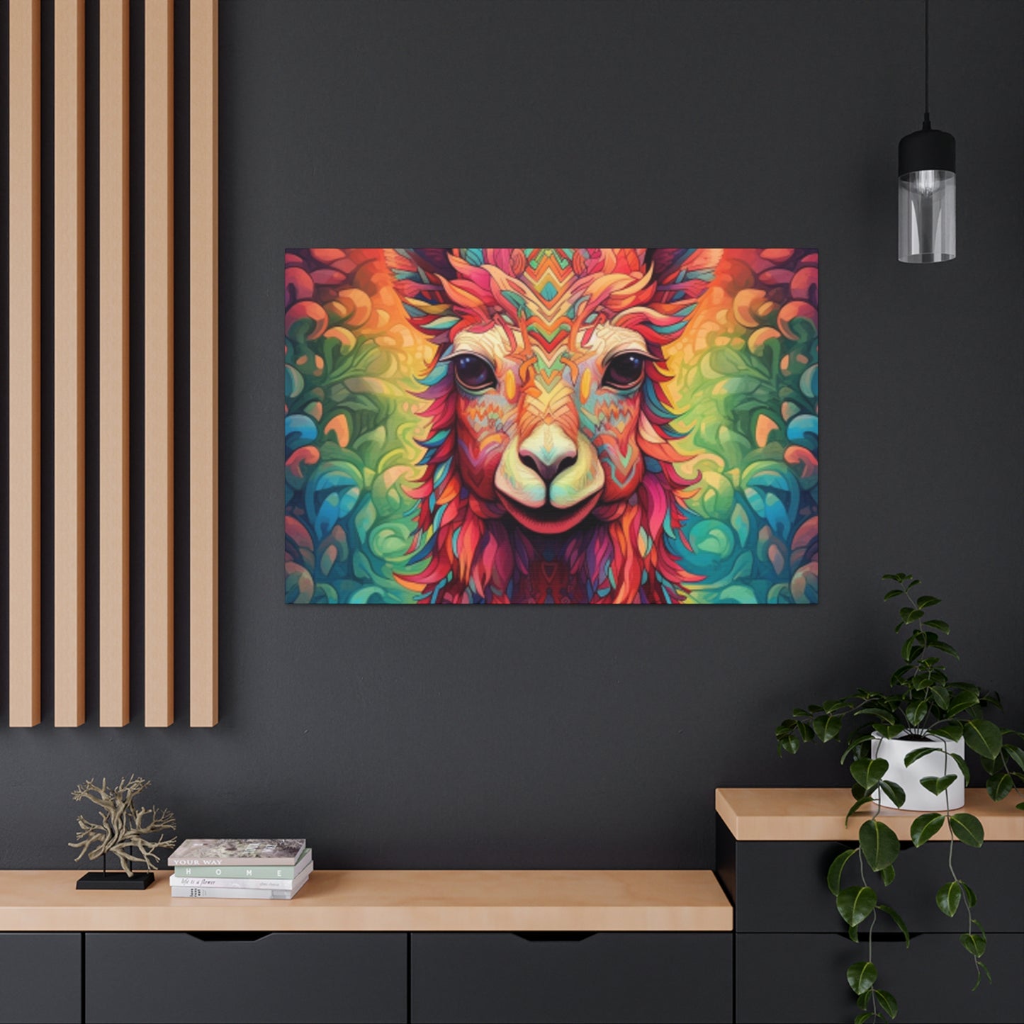 Rainbow Colored Drama Llama - Large Wall Art