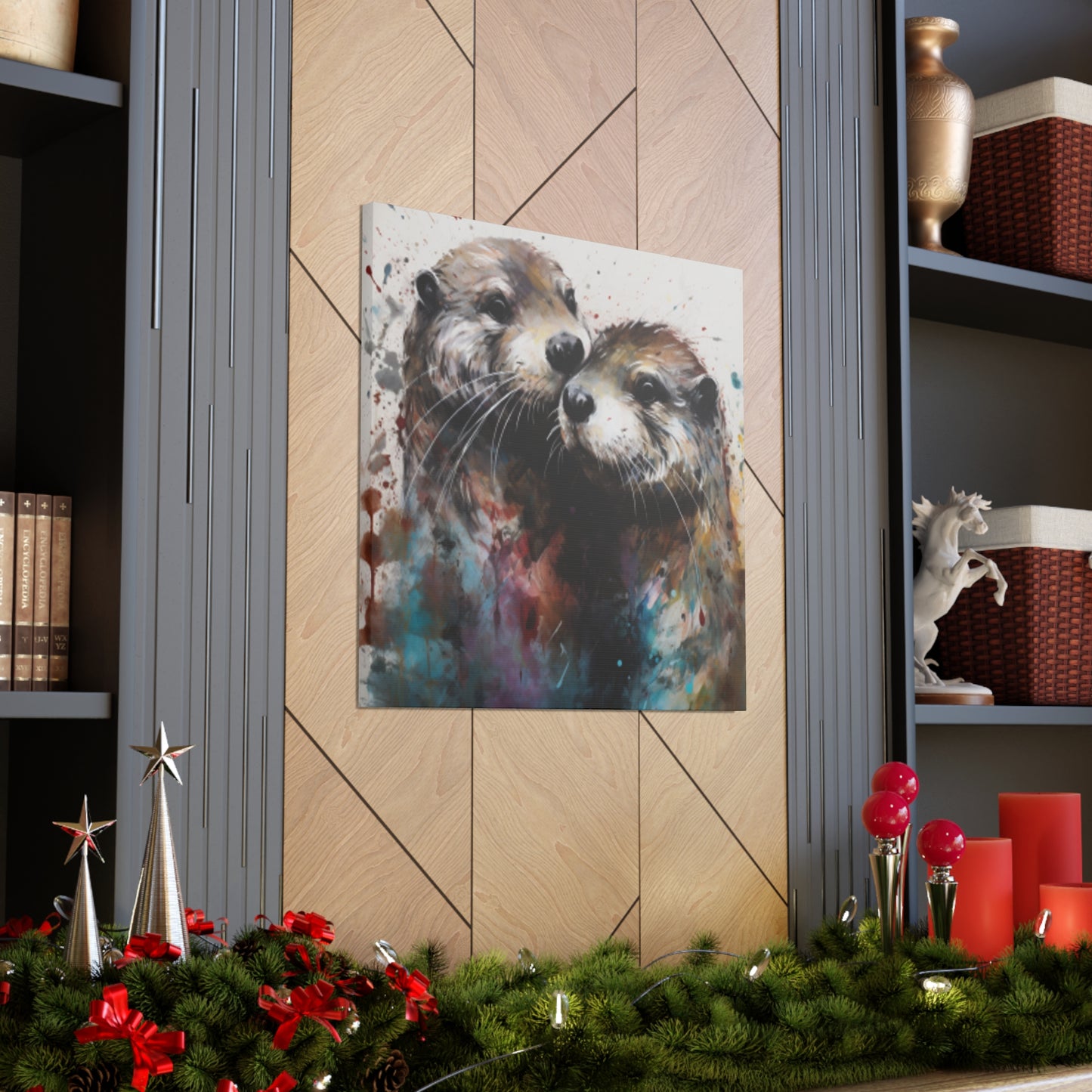 Otter Love, Colorful Painting - Large Wall Art