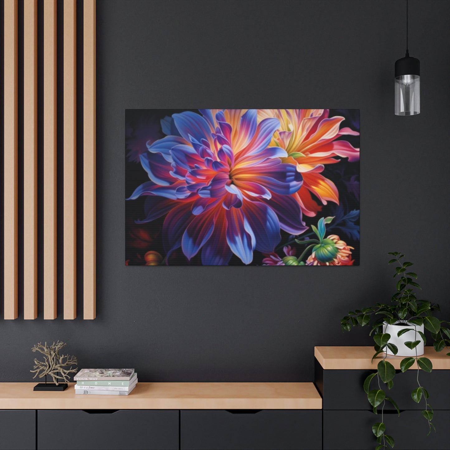 Fully Bloomed Glowing Flowers - Large Wall Art