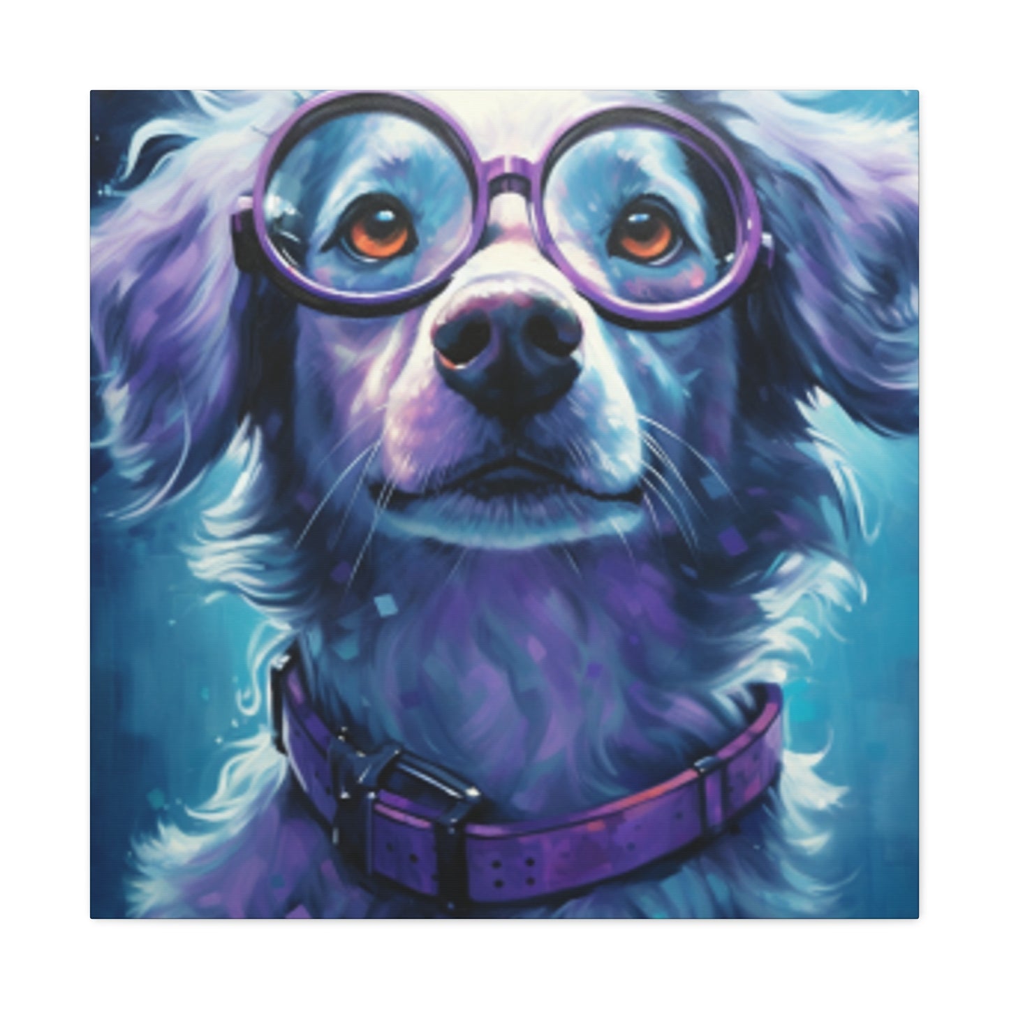 Daydreaming Dog In Purple Glasses - Large Wall Art