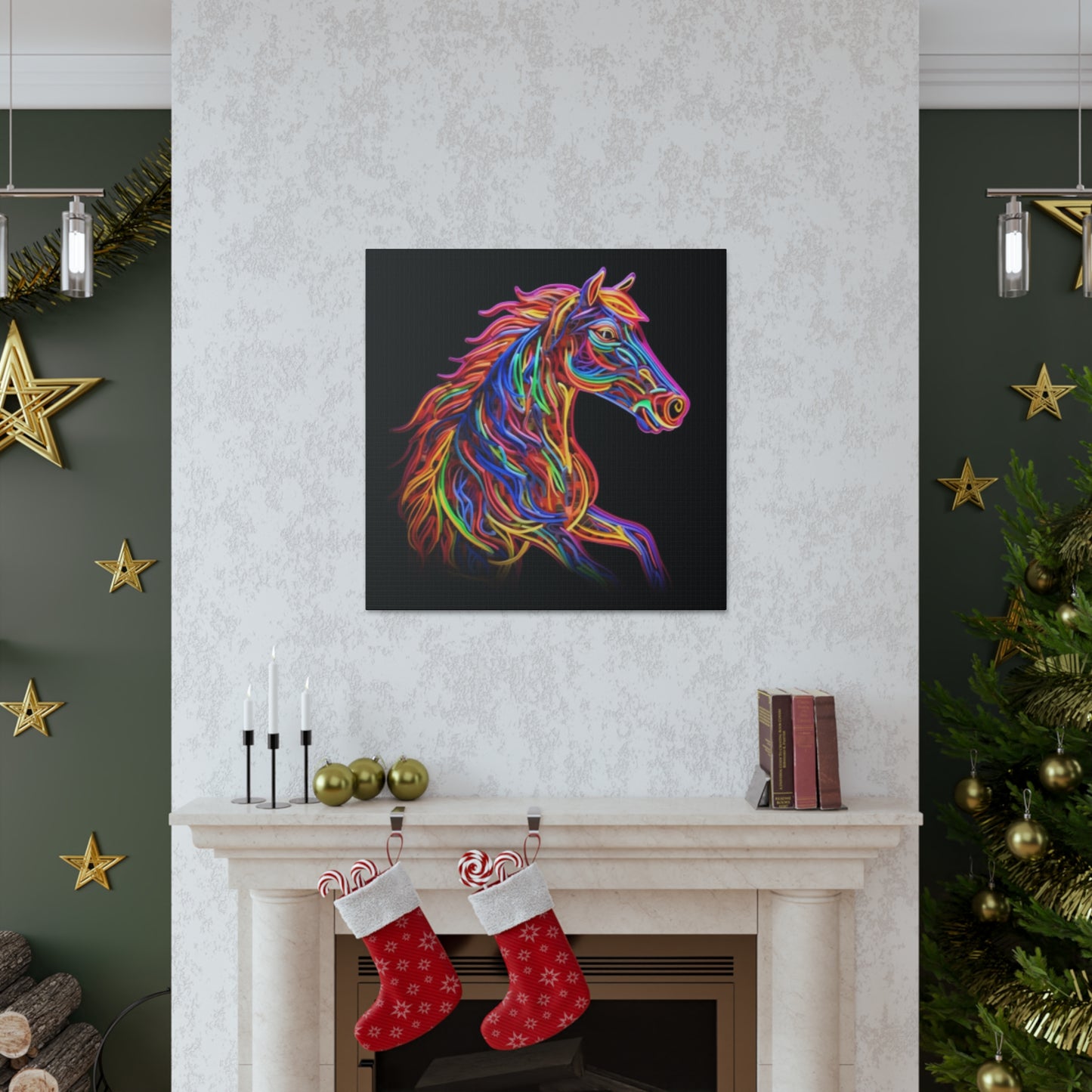 Electric, Neon, Bright Horse- Large Wall Art