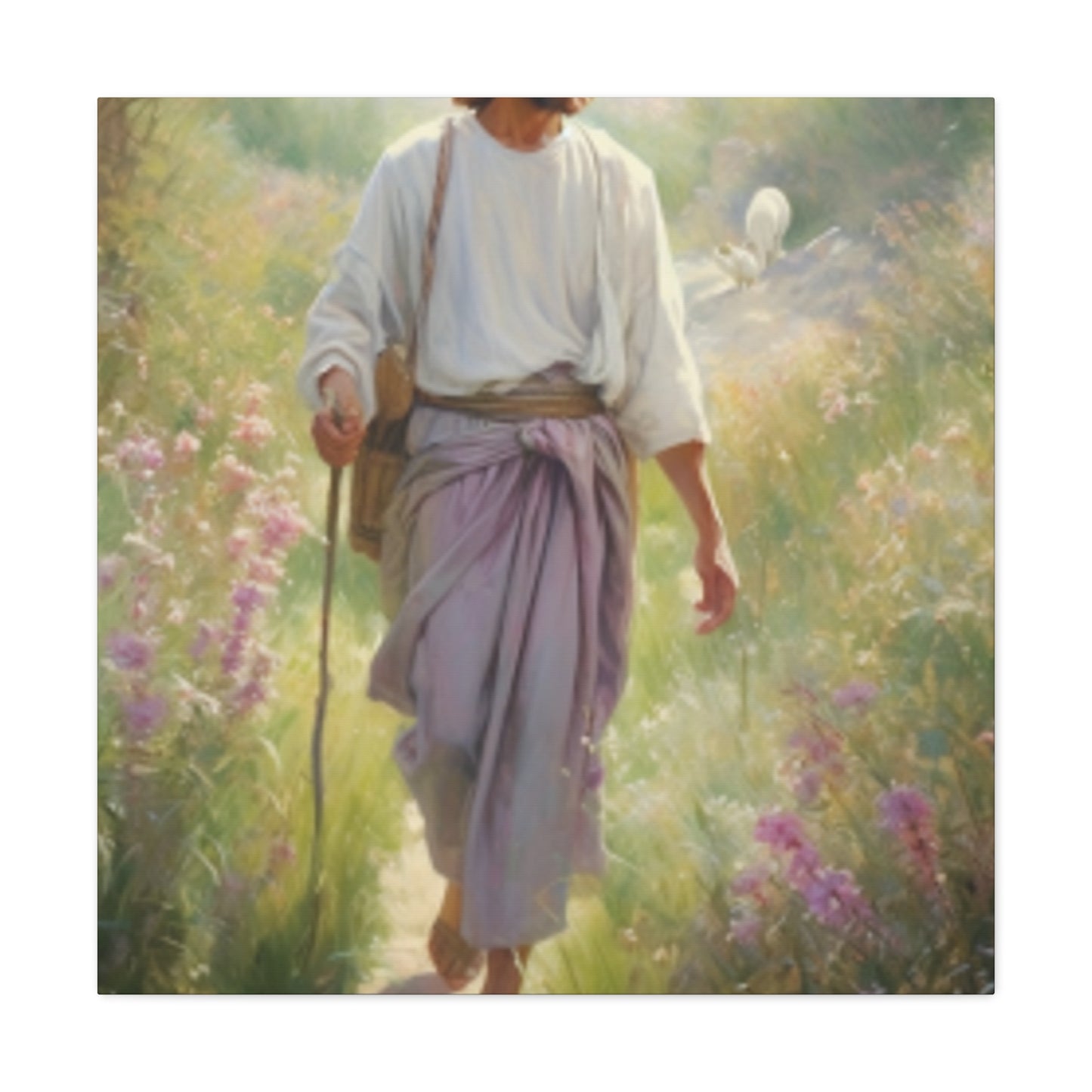 Heavenly Walk In A Dirt Path With Jesus- Large Wall Art