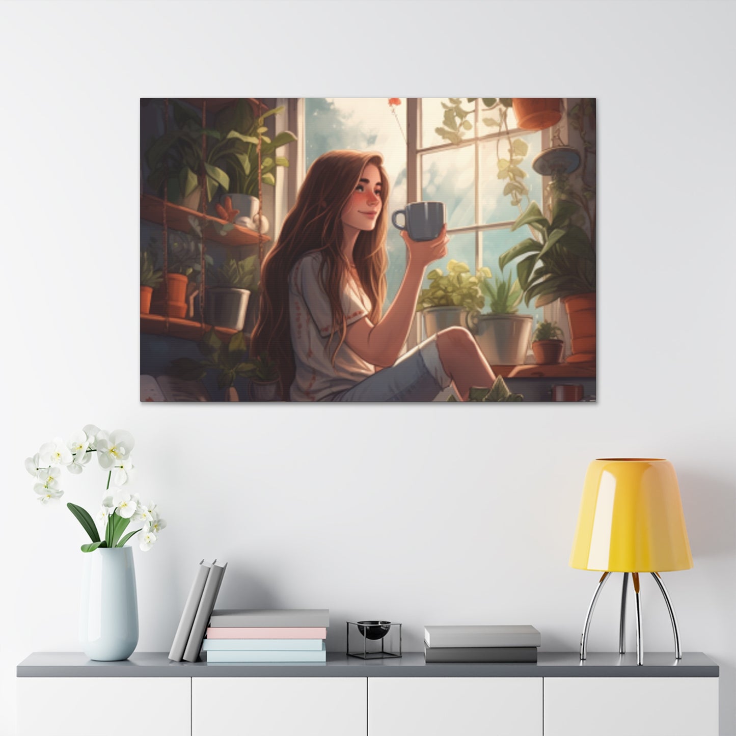 Teatime In Her Happy Place - Large Wall Art