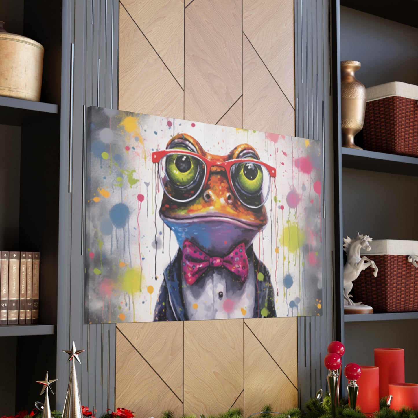 Fancy Frog In Glasses Painting - Large Wall Art