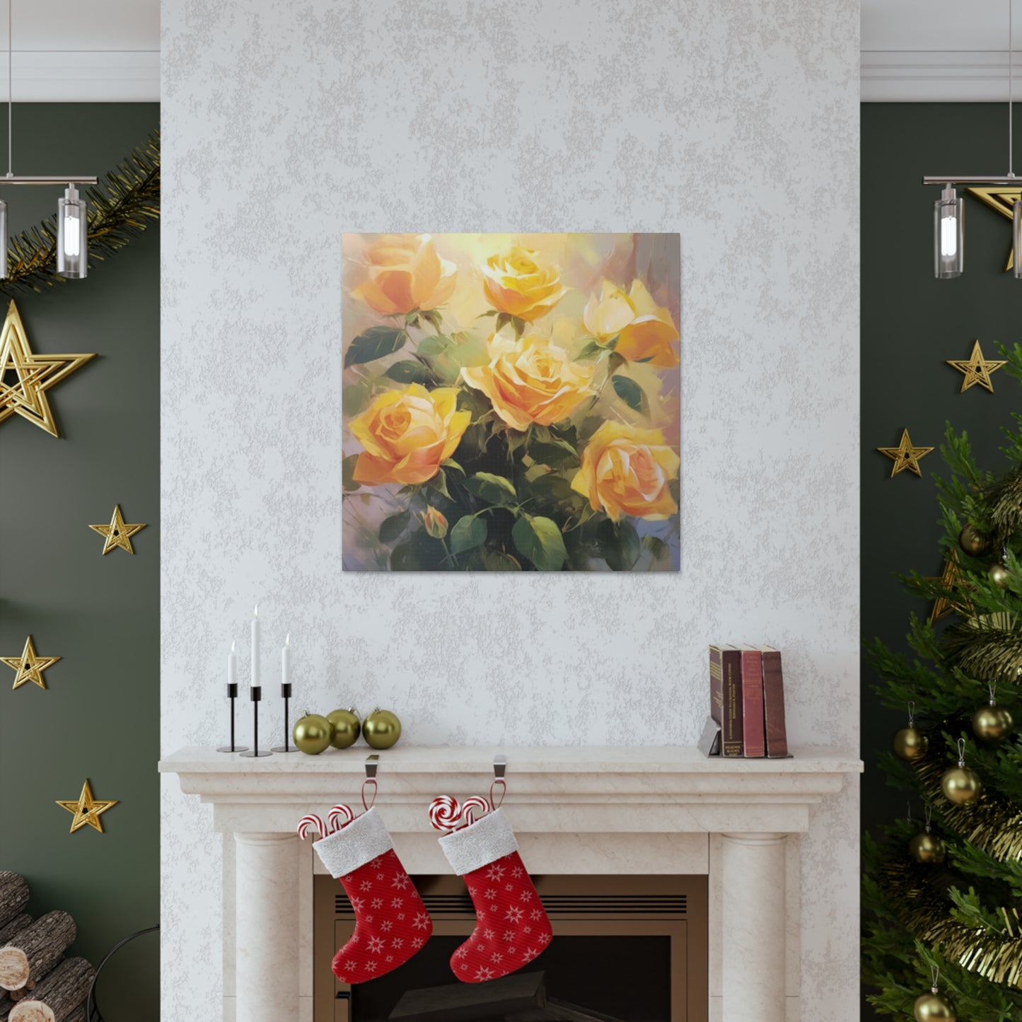 Beautiful Bouquet Of Blooming Yellow Roses- Large Wall Art