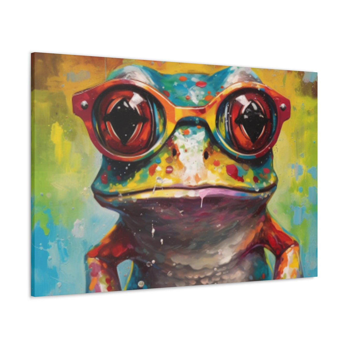 Bold Colored Frog In Bold Glasses - Large Wall Art