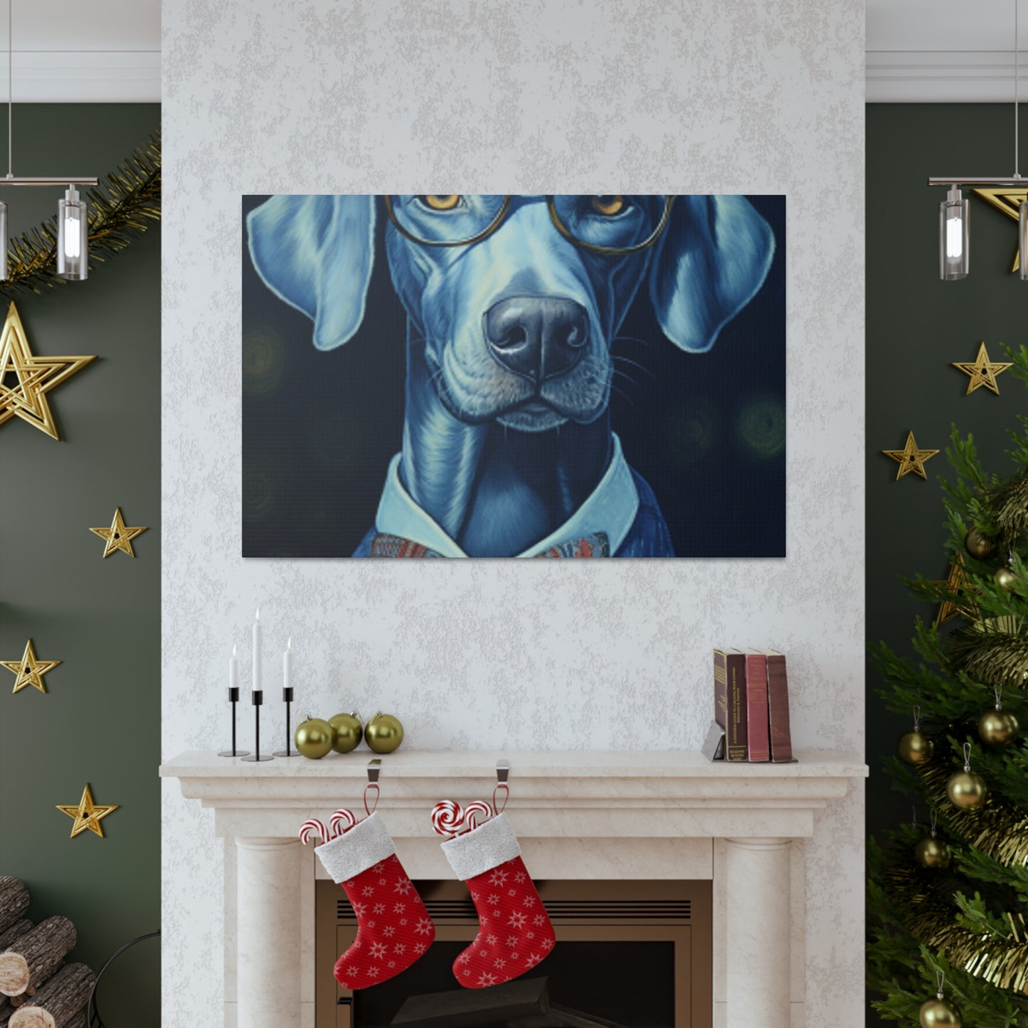 Feeling Happy But Looking Blue, Dog In Glasses - Large Wall Art