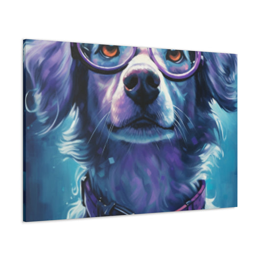 Daydreaming Dog In Purple Glasses - Large Wall Art