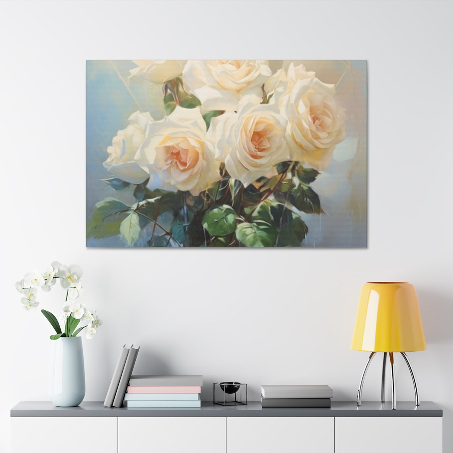 Long Stem White Roses- Large Wall Art