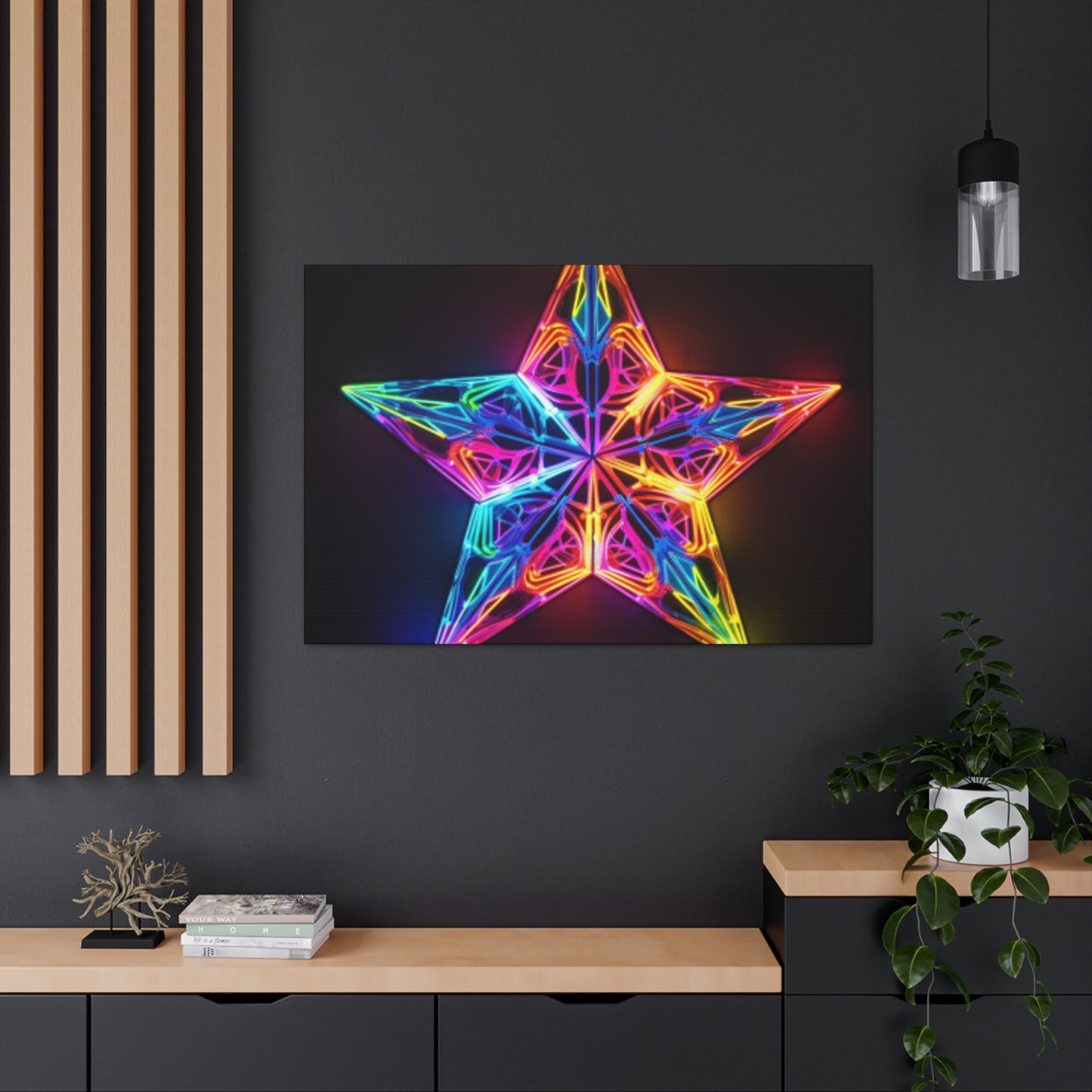 Electric, Neon, Glowing Star - Large Wall Art