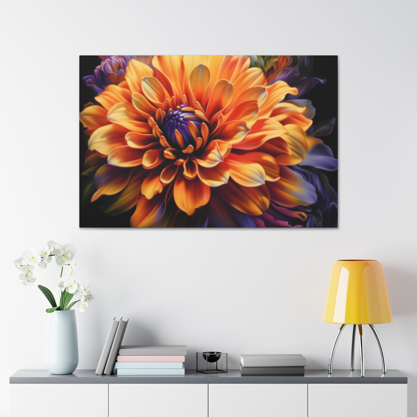 Glowing Dahlia In Bloom - Large Wall Art