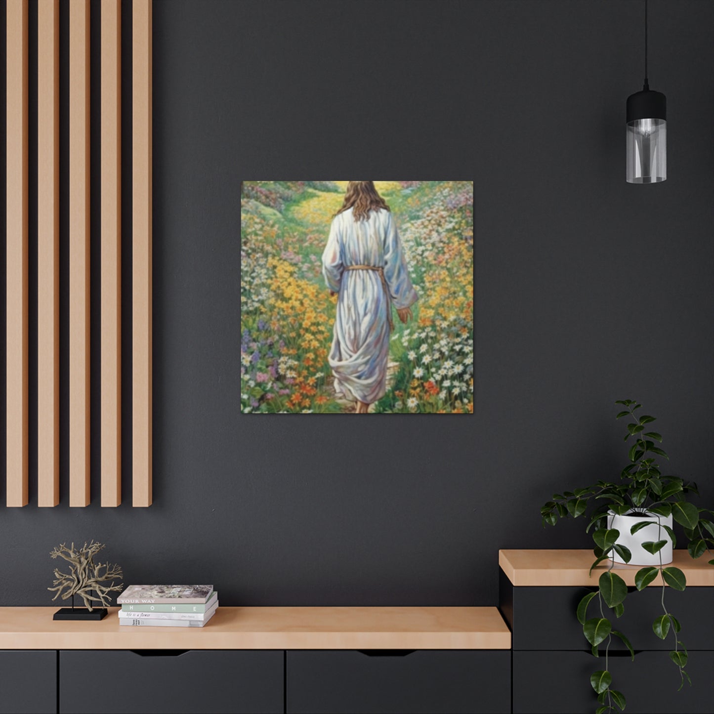 Walk With Jesus, A Path Through Endless Flowers- Large Wall Art