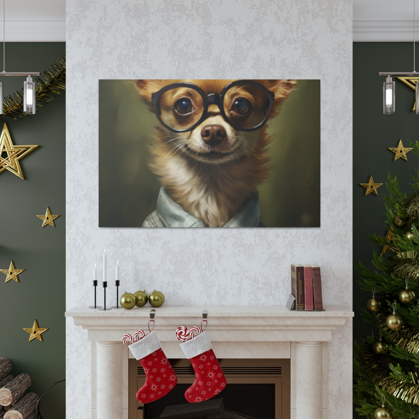 Smart Chihuahua In Black Glasses- Large Wall Art