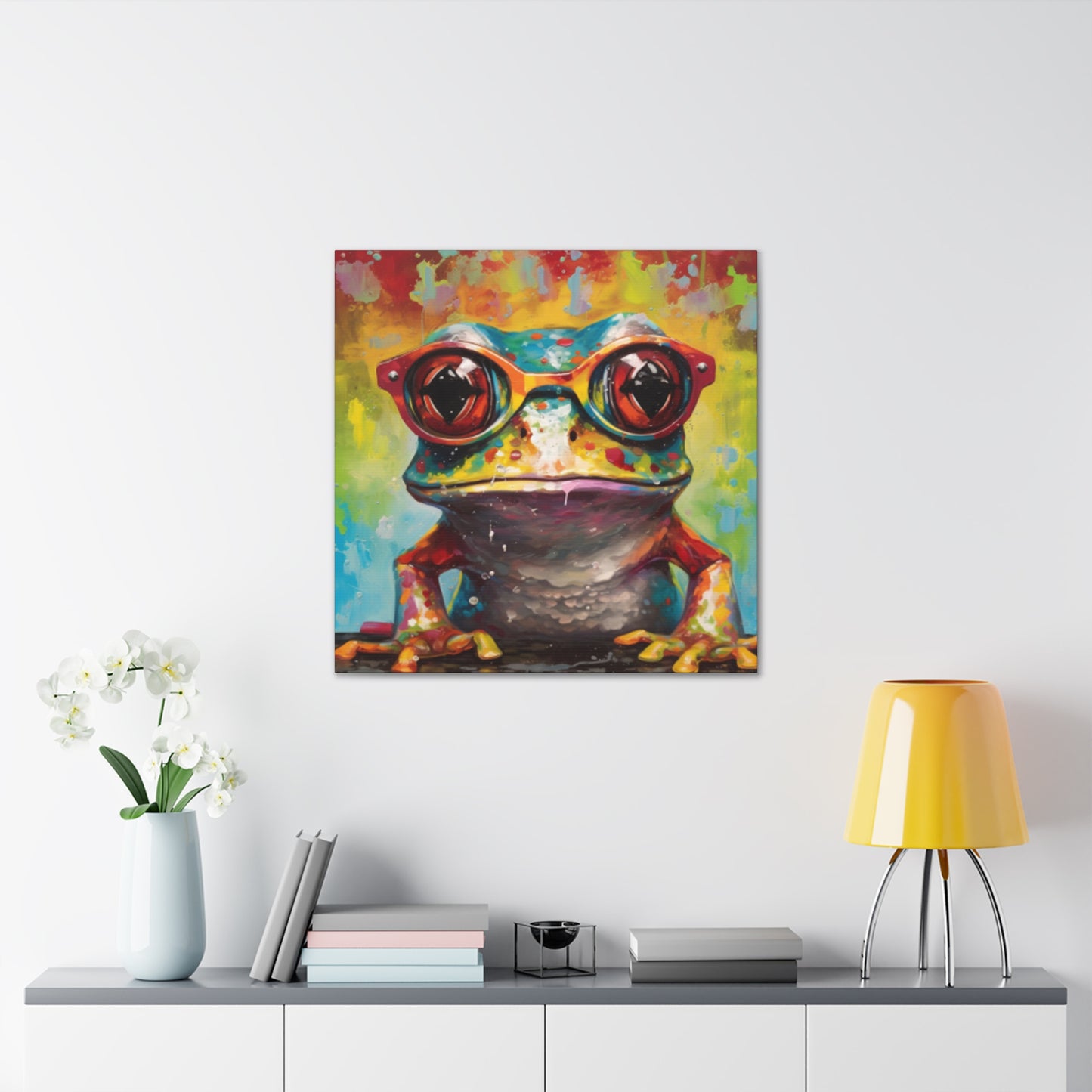 Bold Colored Frog In Bold Glasses - Large Wall Art