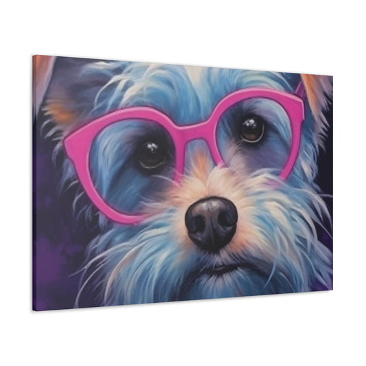 Pretty Dog In Pink Glasses - Large Wall Art