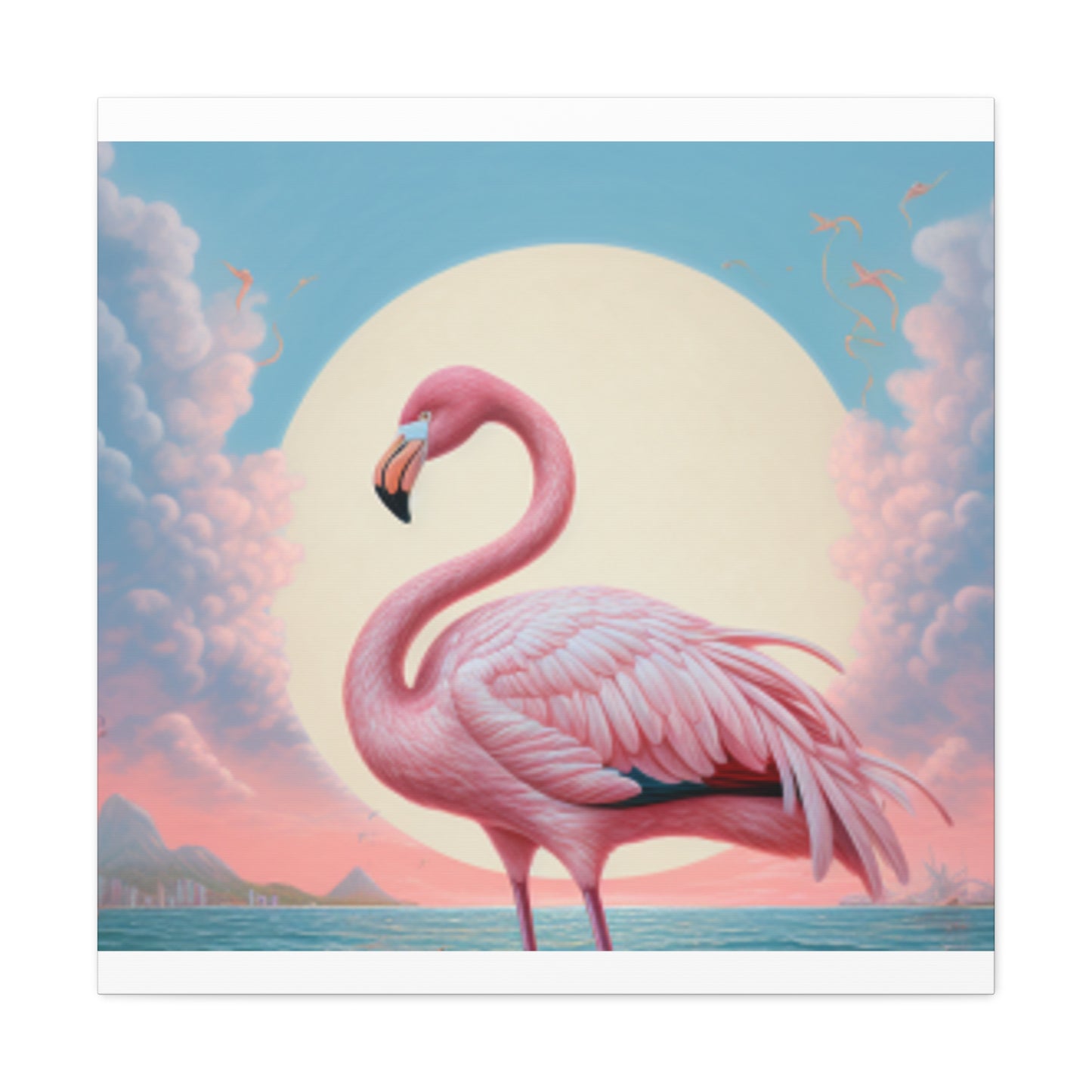 Peaceful, Pink Flamingo In Paradise - Large Wall Art