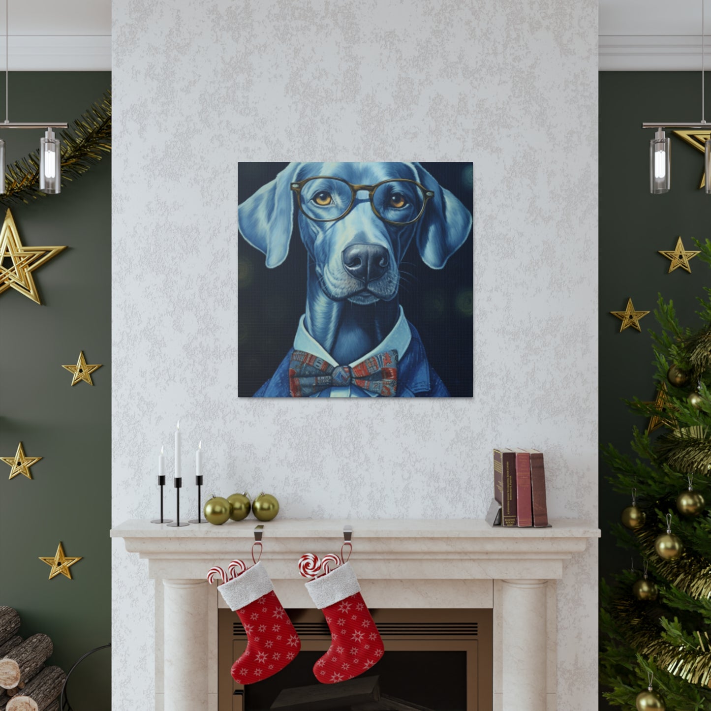 Feeling Happy But Looking Blue, Dog In Glasses - Large Wall Art