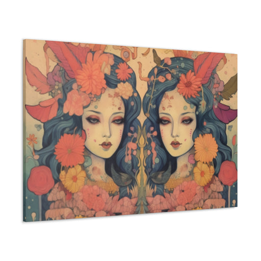 Lofi Astrology Serious Gemini Babes- Large Wall Art