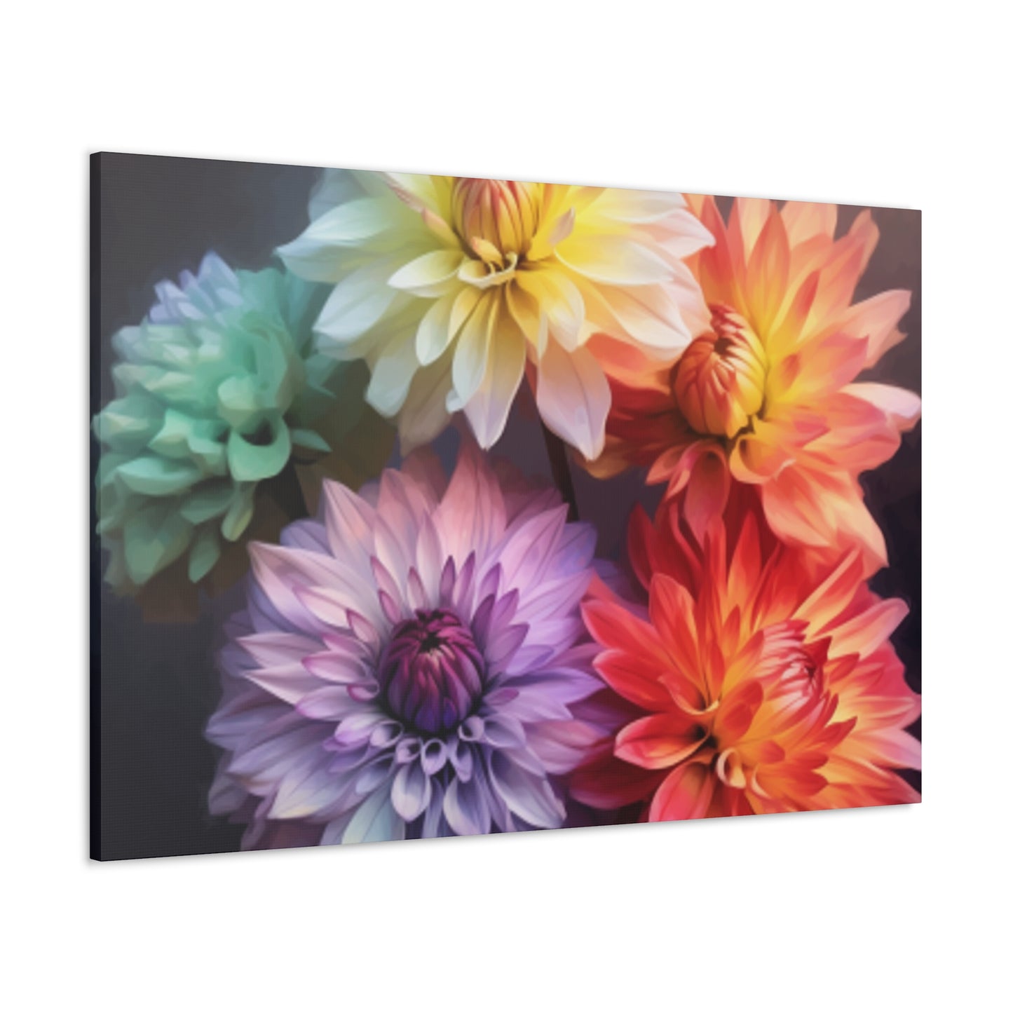 5 Different Dahlia Flowers - Large Wall Art