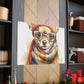 Chihuahua In Orange Beanie, Glasses And Scarf- Large Wall Art