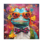 Lizard Art, Blue Lizard In Orange Glasses And A Smile - Large Wall Art