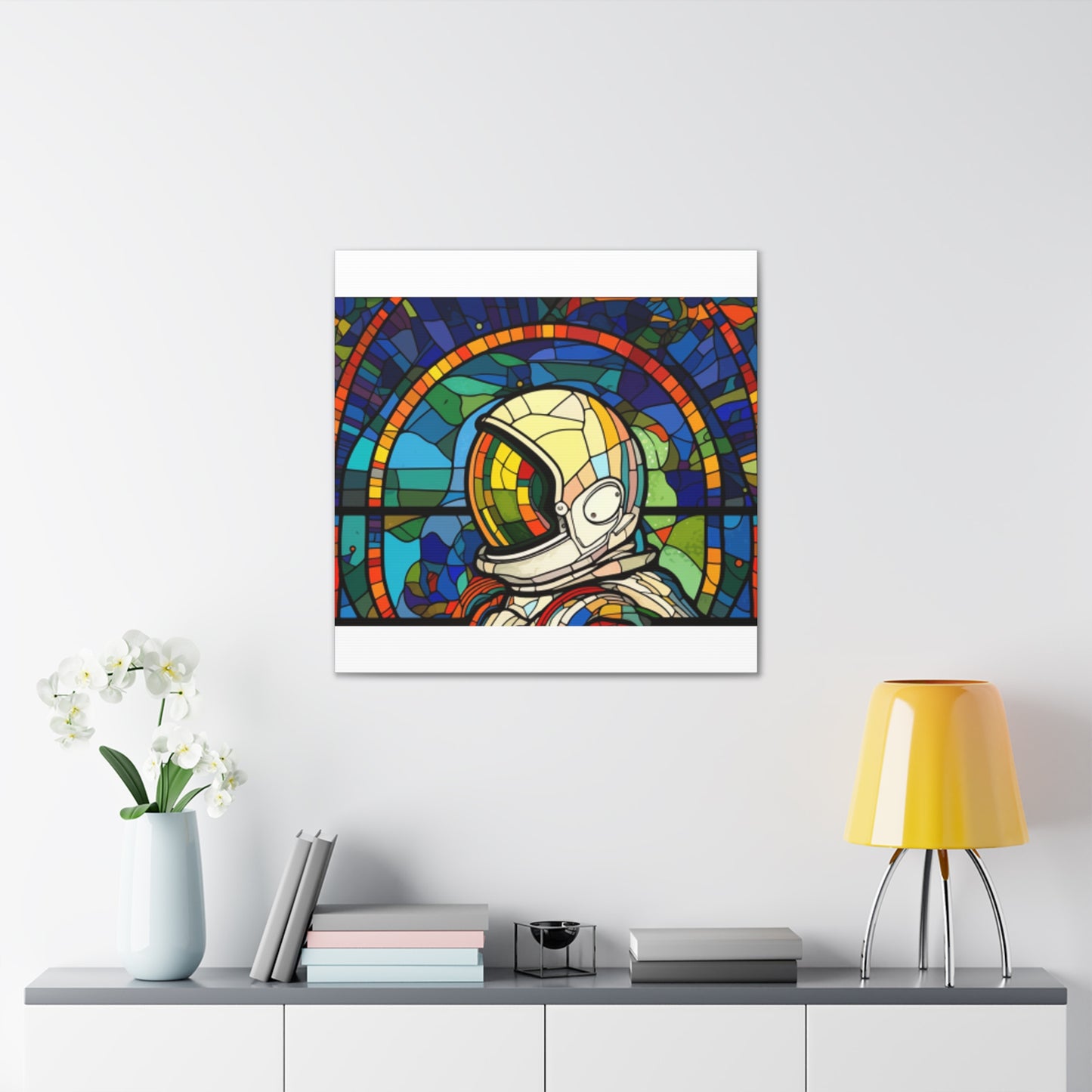 Space Explorer On Stained Glass- Large Wall Art