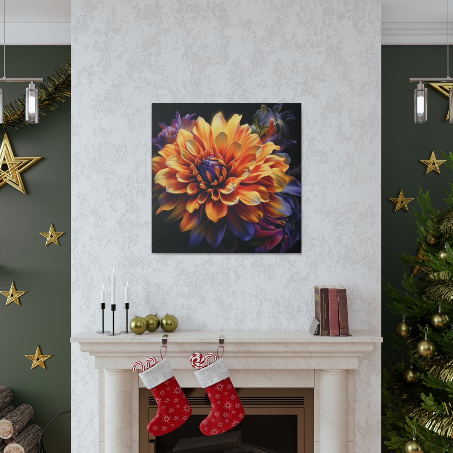 Glowing Dahlia In Bloom - Large Wall Art