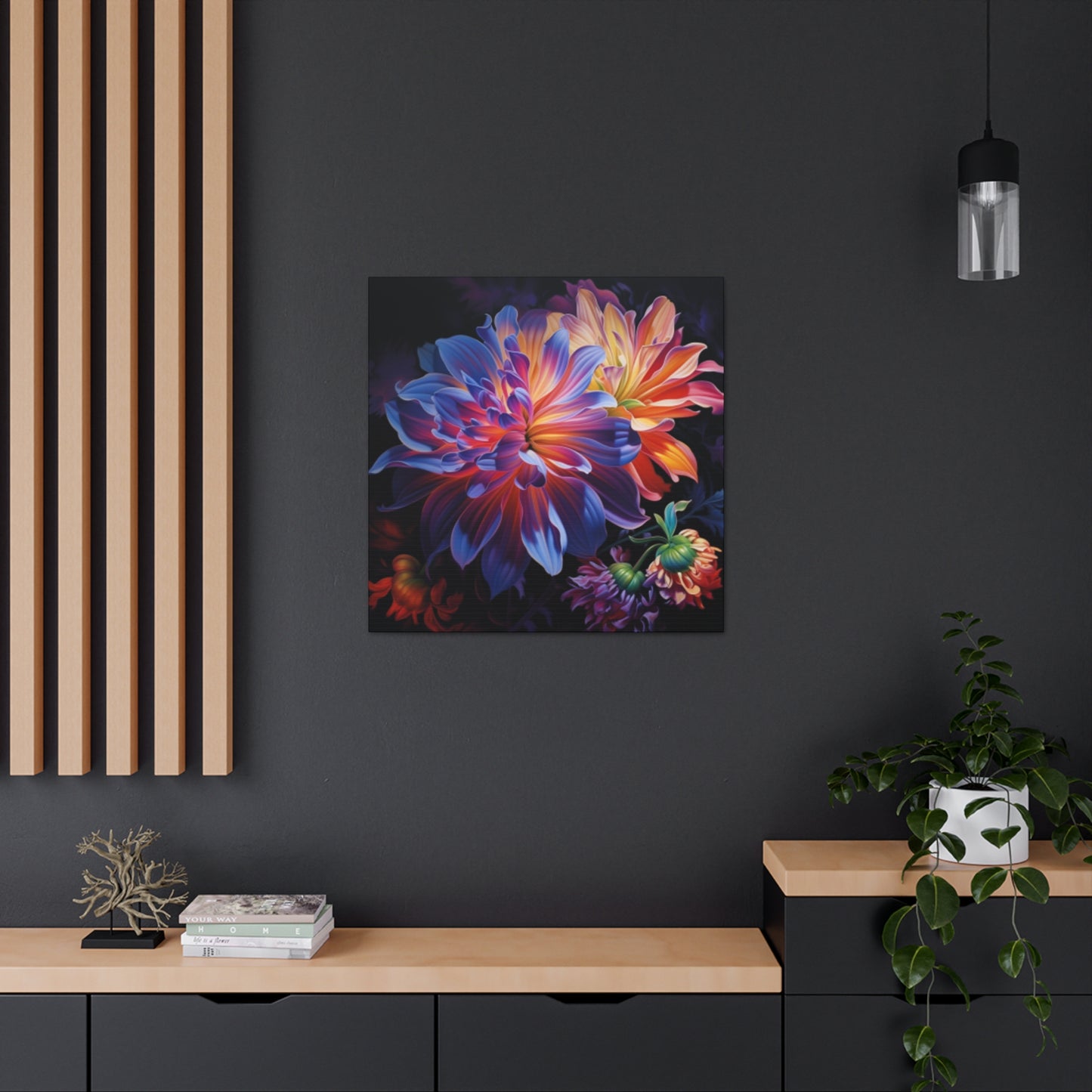 Fully Bloomed Glowing Flowers - Large Wall Art