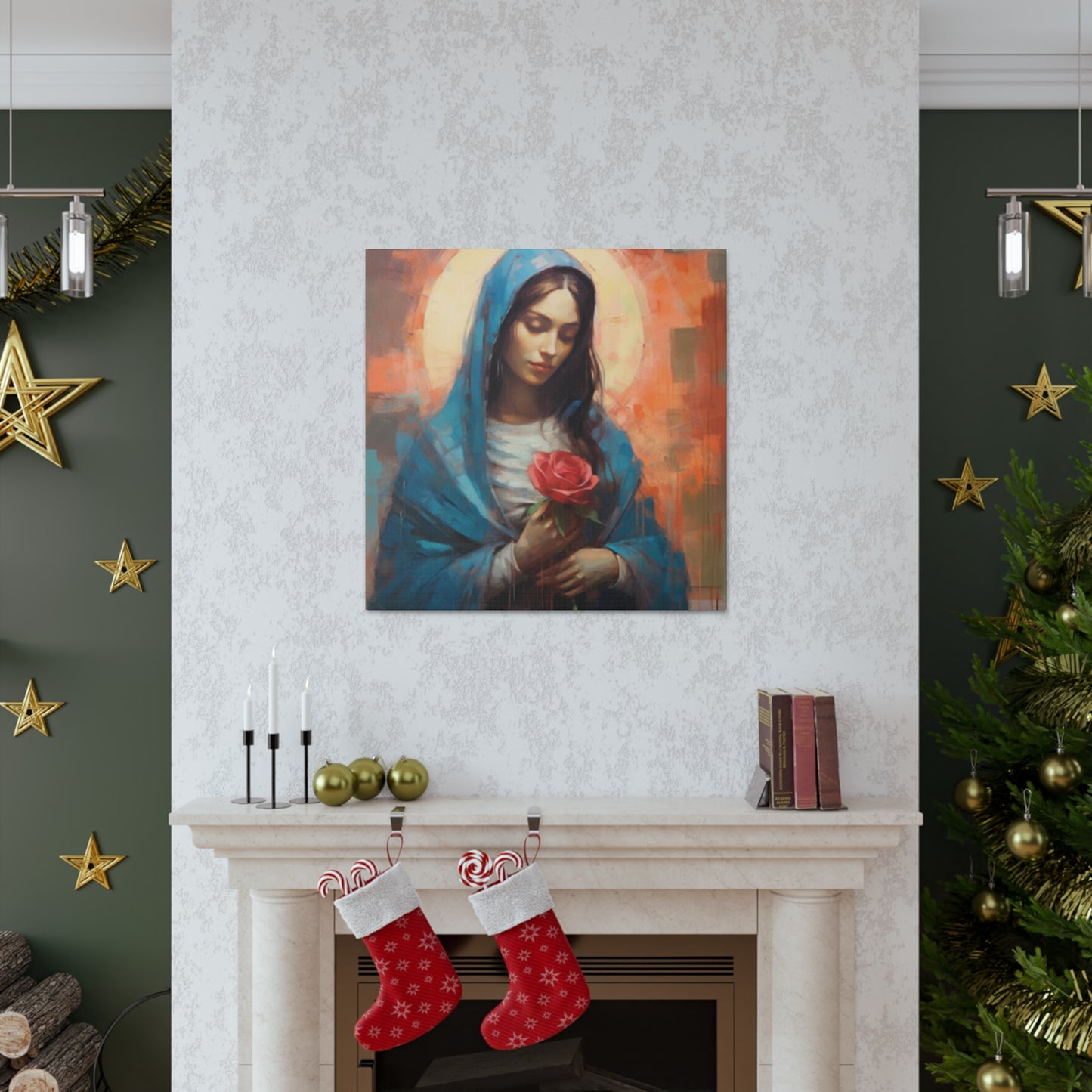 Kind Mother Mary With Golden Glow - Large Wall Art