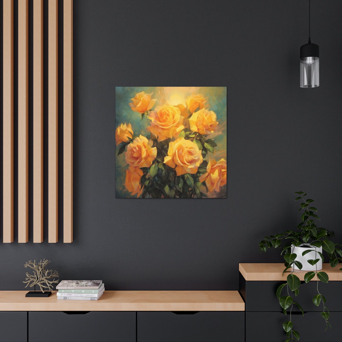 A Bouquet Of Many Blooming Yellow Roses- Large Wall Art