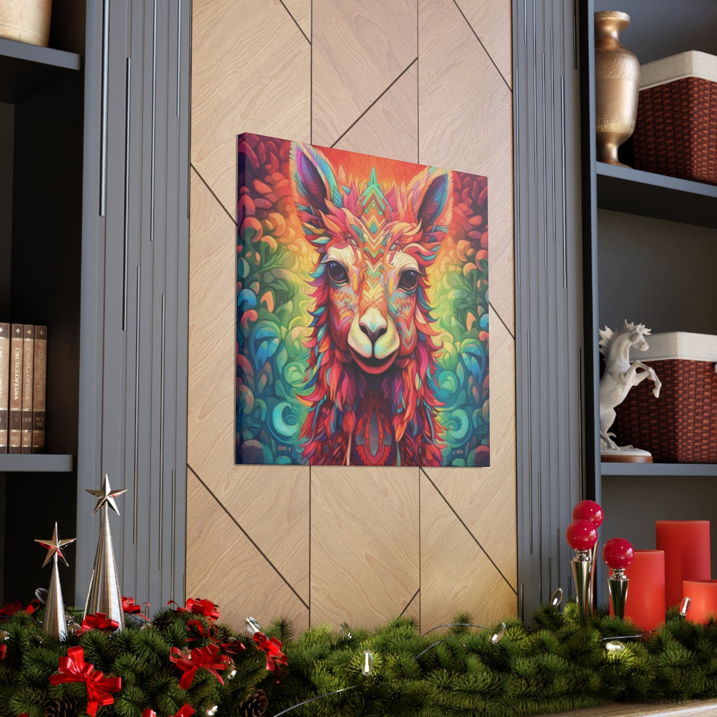 Rainbow Colored Drama Llama - Large Wall Art