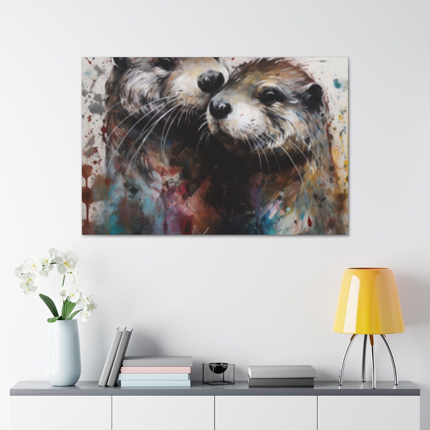 Otter Love, Colorful Painting - Large Wall Art