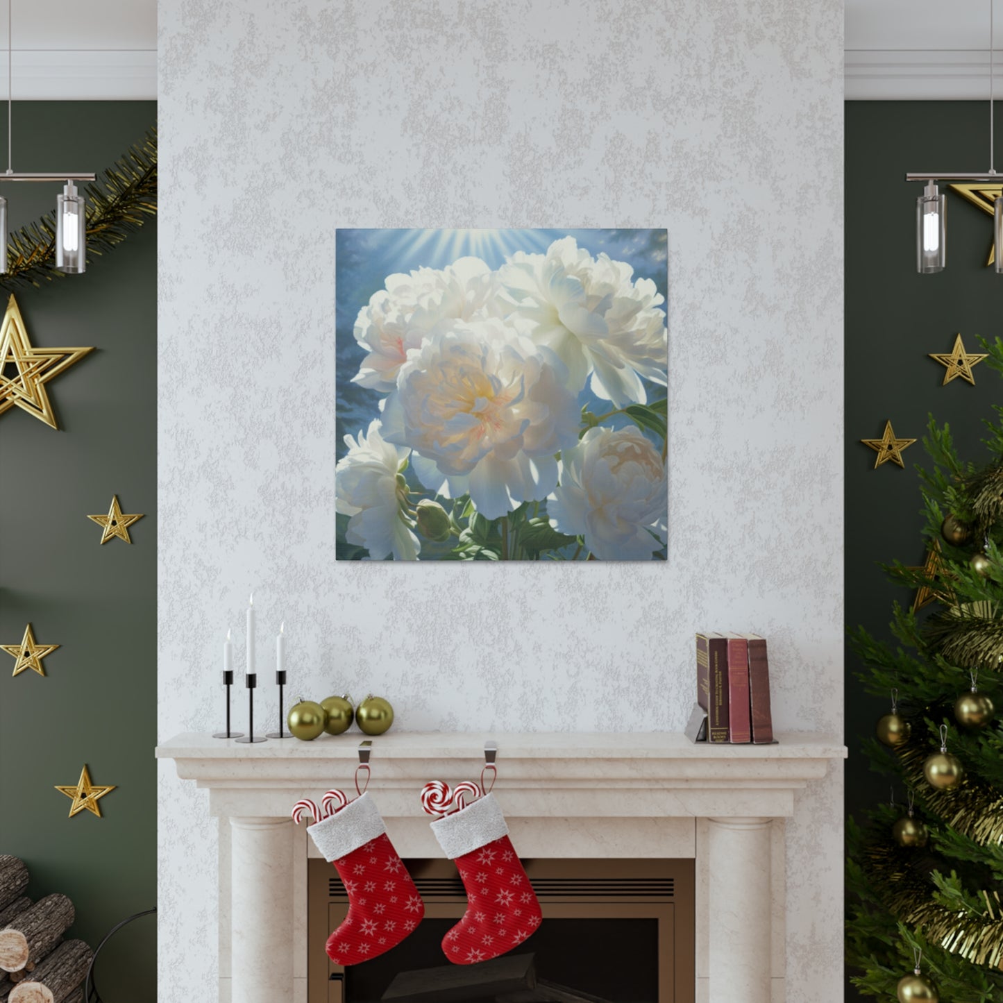 Blooming White Peonies In The Sun- Large Wall Art