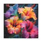 Pretty Colored Glowing Hibiscus  - Large Wall Art