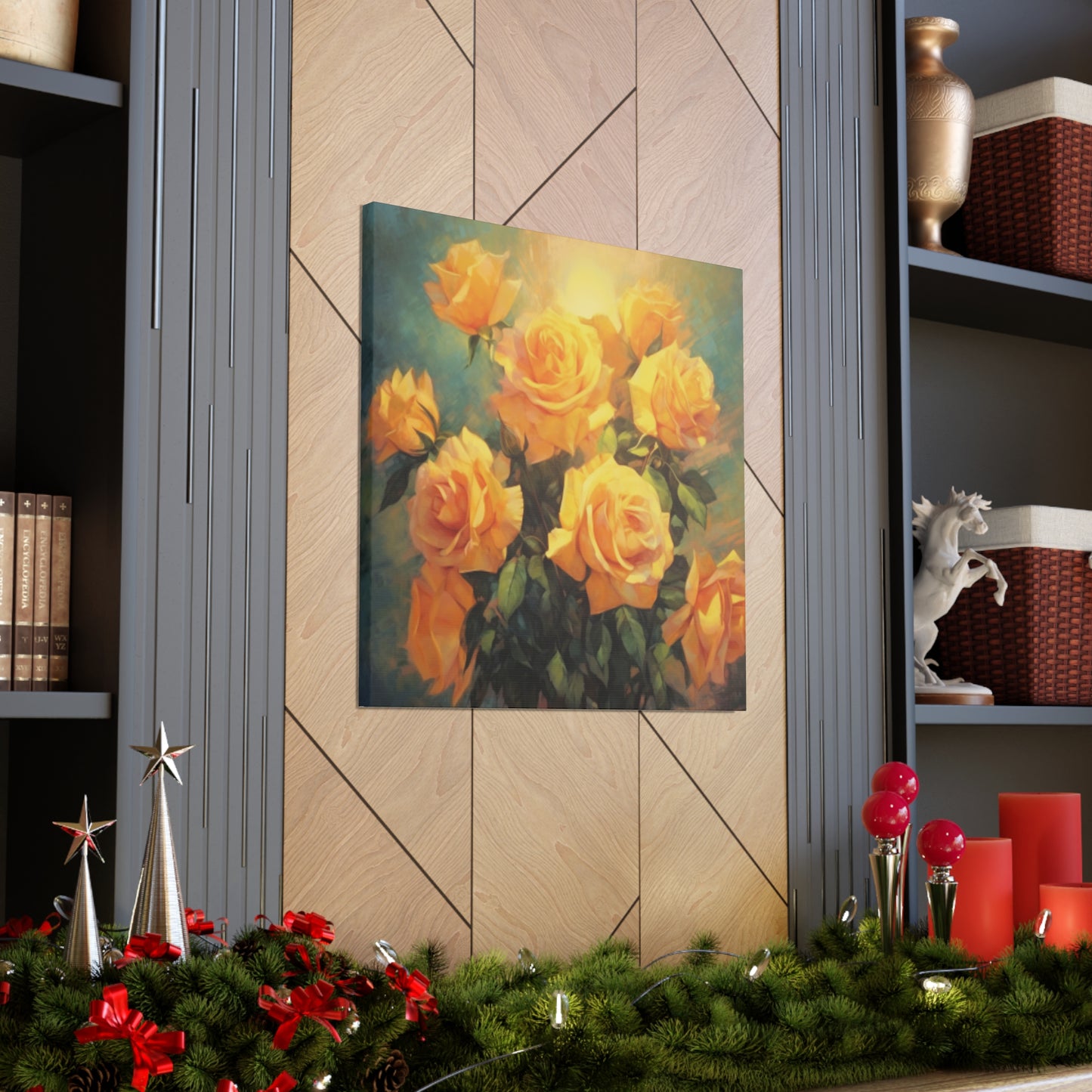 A Bouquet Of Many Blooming Yellow Roses- Large Wall Art