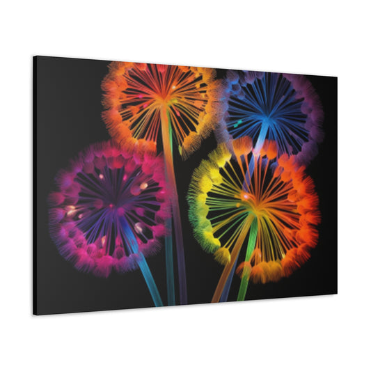 Glowing, Neon, Electric Dandelions - Large Wall Art