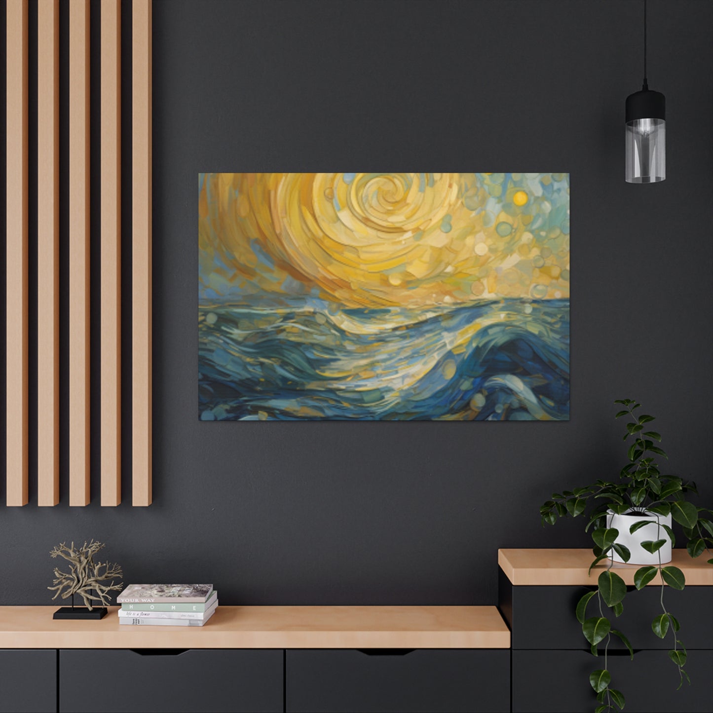 Ocean Waves On A Windy Evening Stary Night Vibe- Large Wall Art Canvas