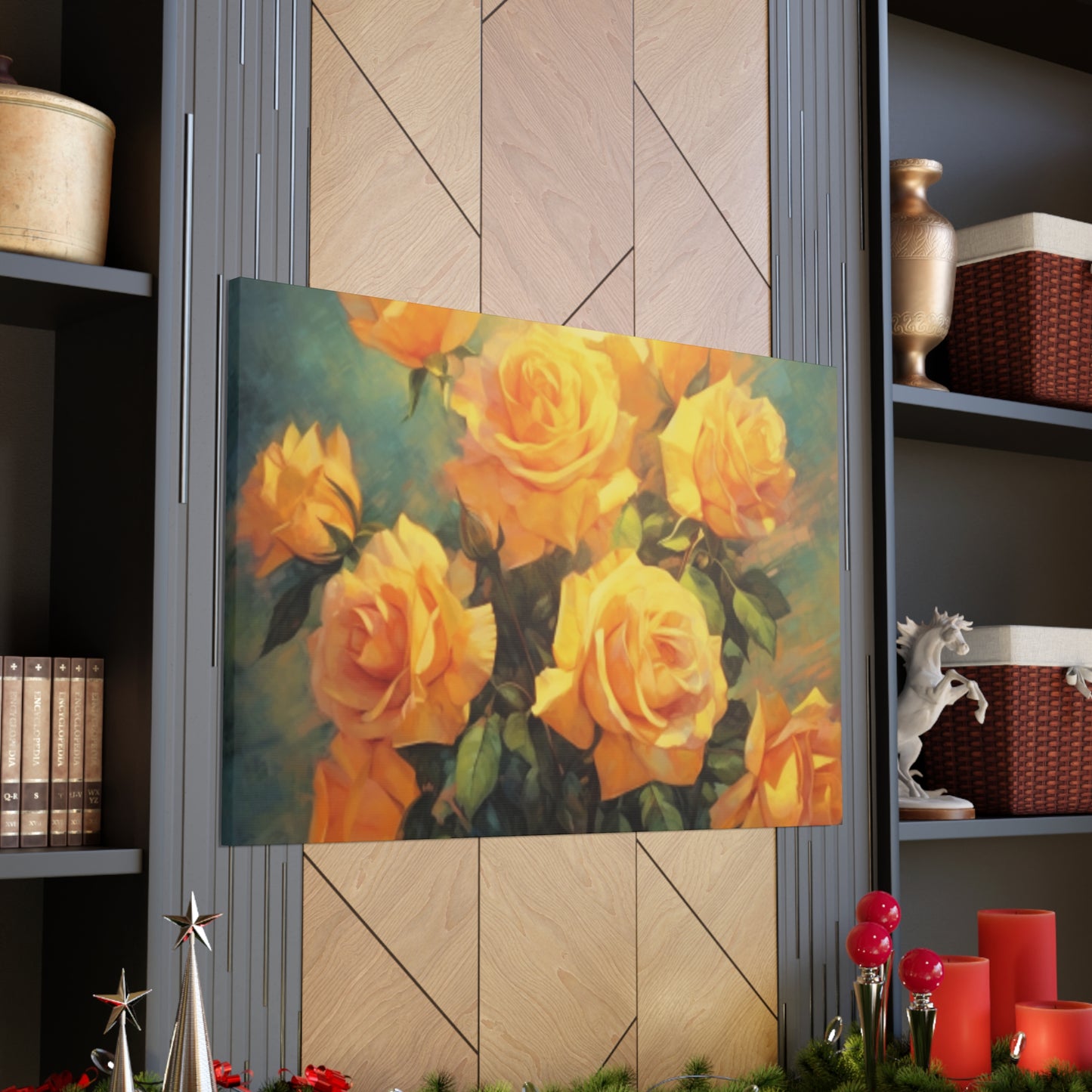 A Bouquet Of Many Blooming Yellow Roses- Large Wall Art