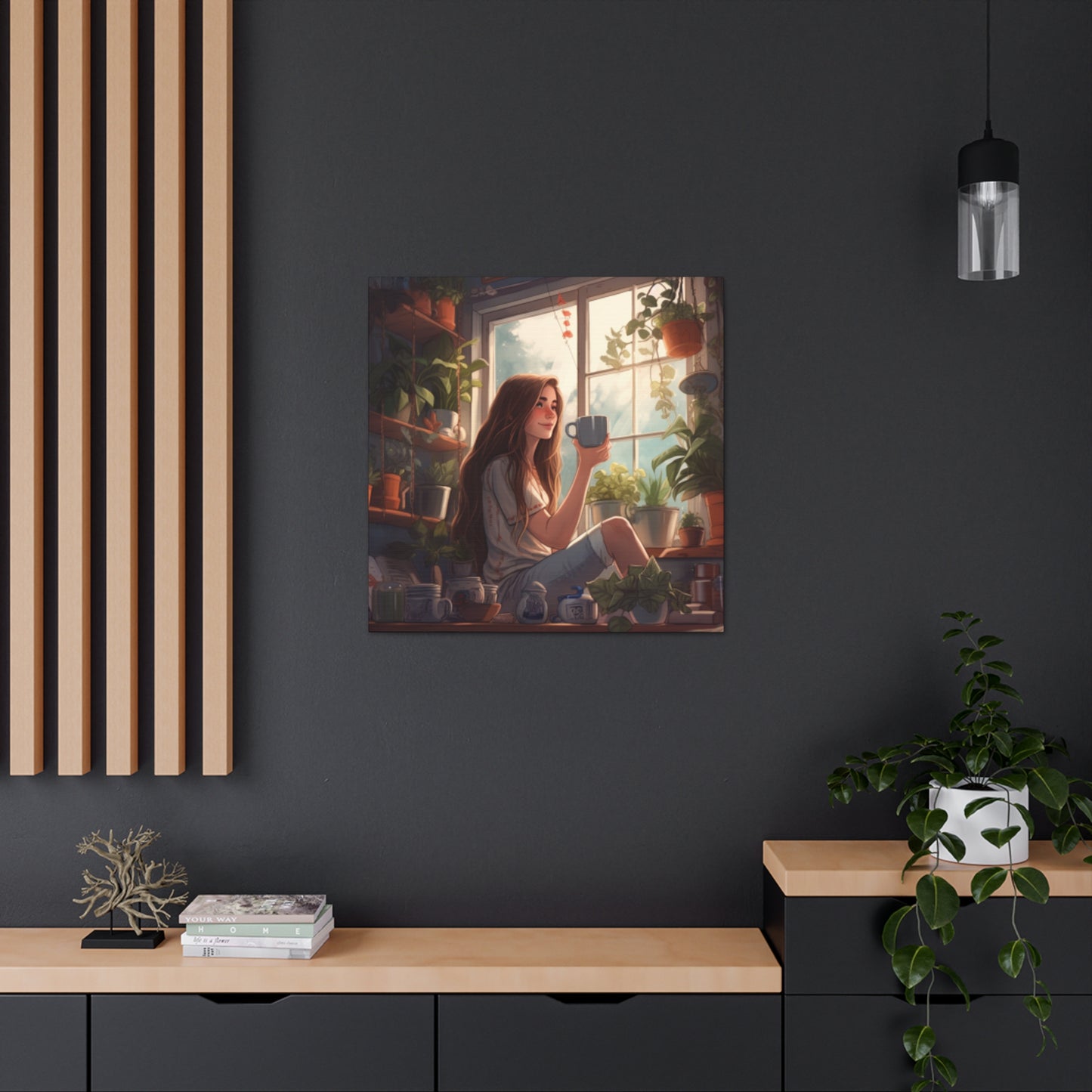 Teatime In Her Happy Place - Large Wall Art