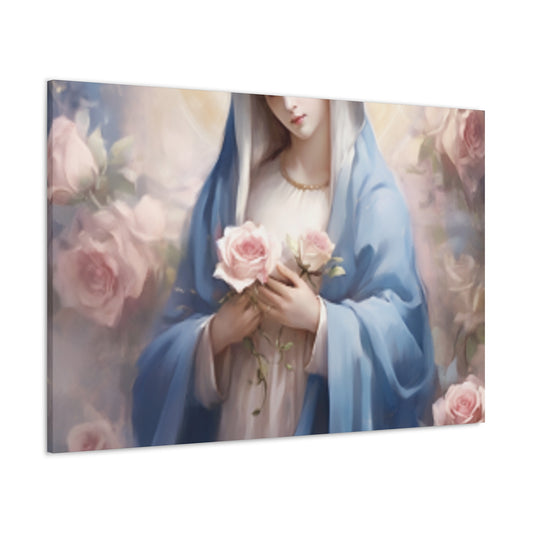 Crilli0n_an_image_of_the_virgin_mary_in_blue_with_roses_on_in_t_db9c8743-9768-4653-a56c-758ce83f6f06- Large Wall Art