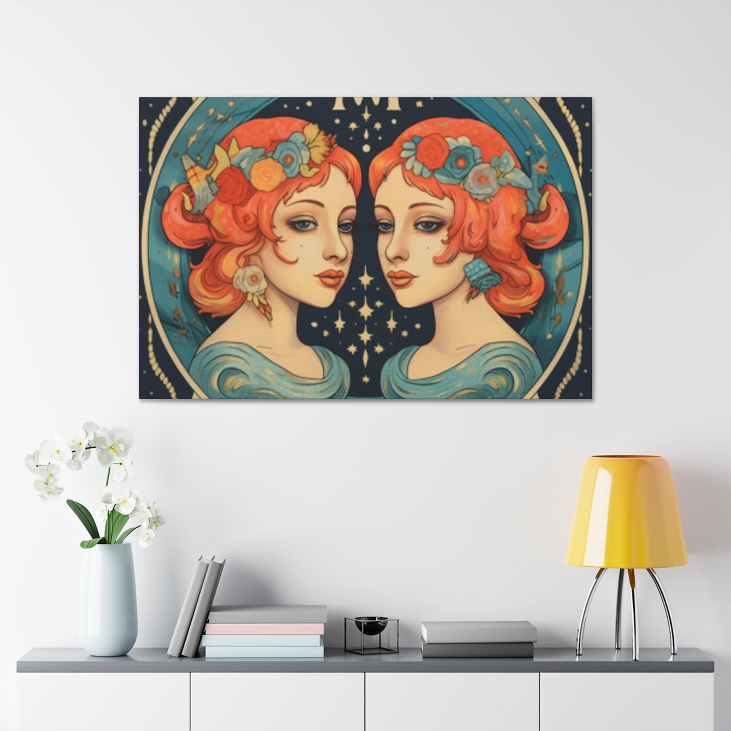 Lofi Astrology Gemini Babes- Large Wall Art