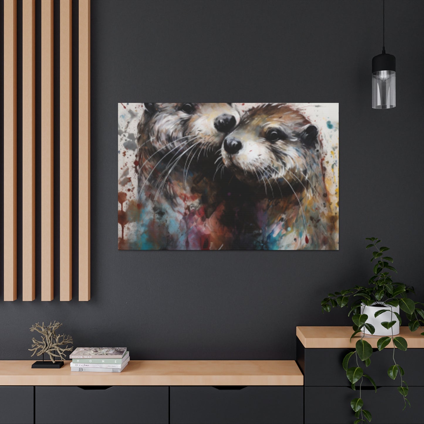 Otter Love, Colorful Painting - Large Wall Art