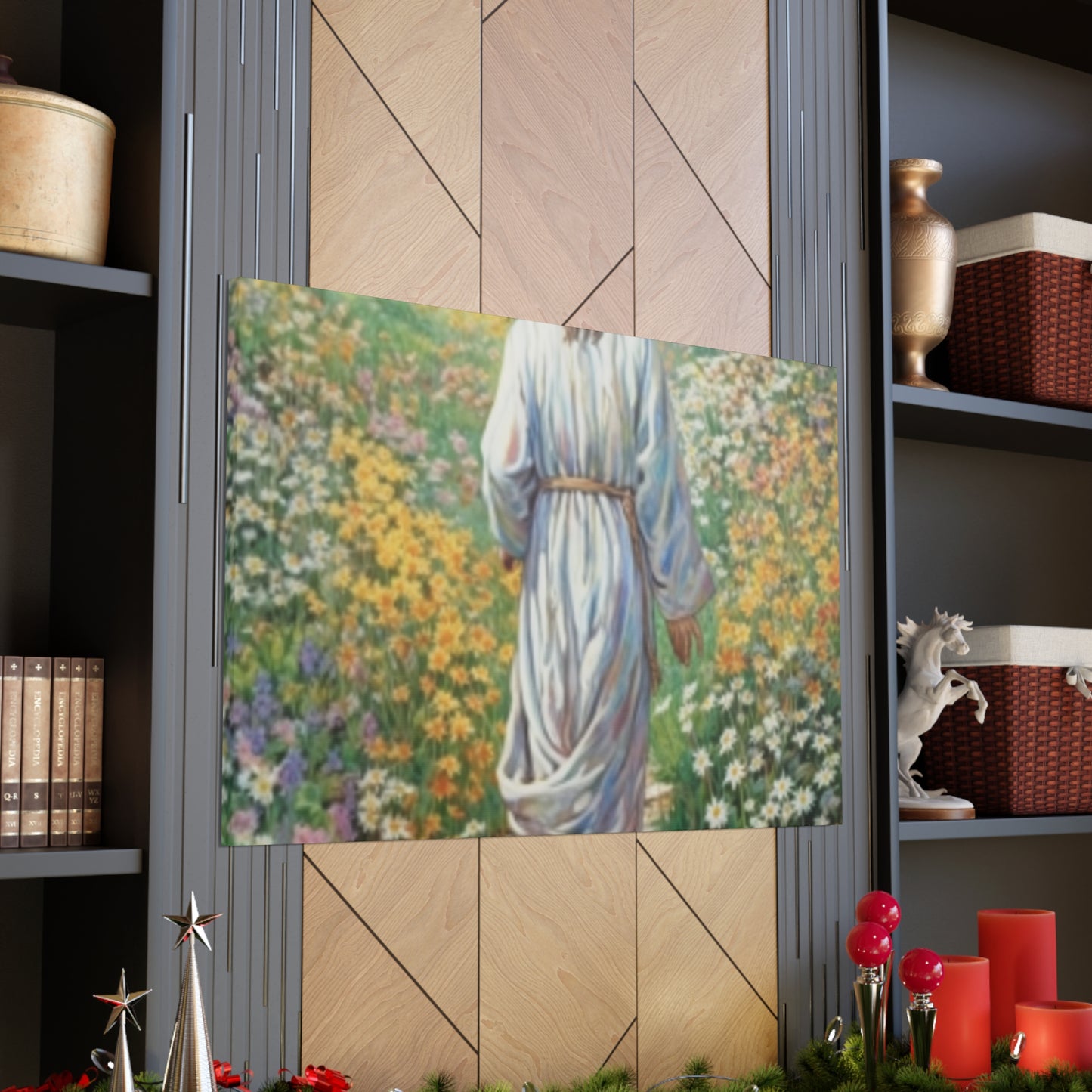 Walk With Jesus, A Path Through Endless Flowers- Large Wall Art