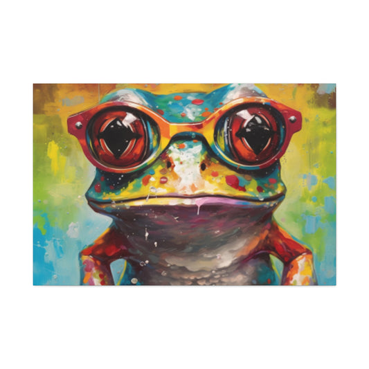 Bold Colored Frog In Bold Glasses - Large Wall Art