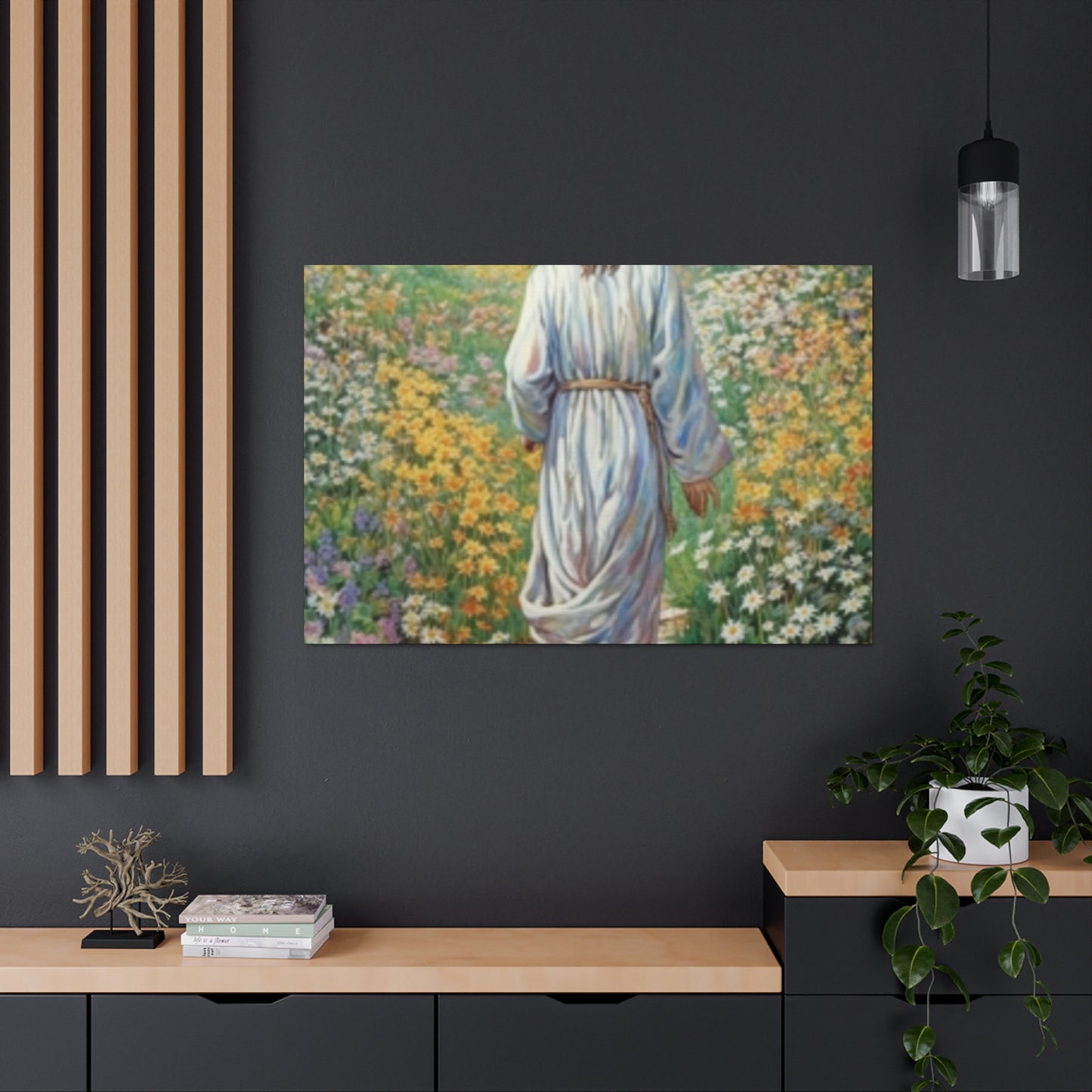 Walk With Jesus, A Path Through Endless Flowers- Large Wall Art