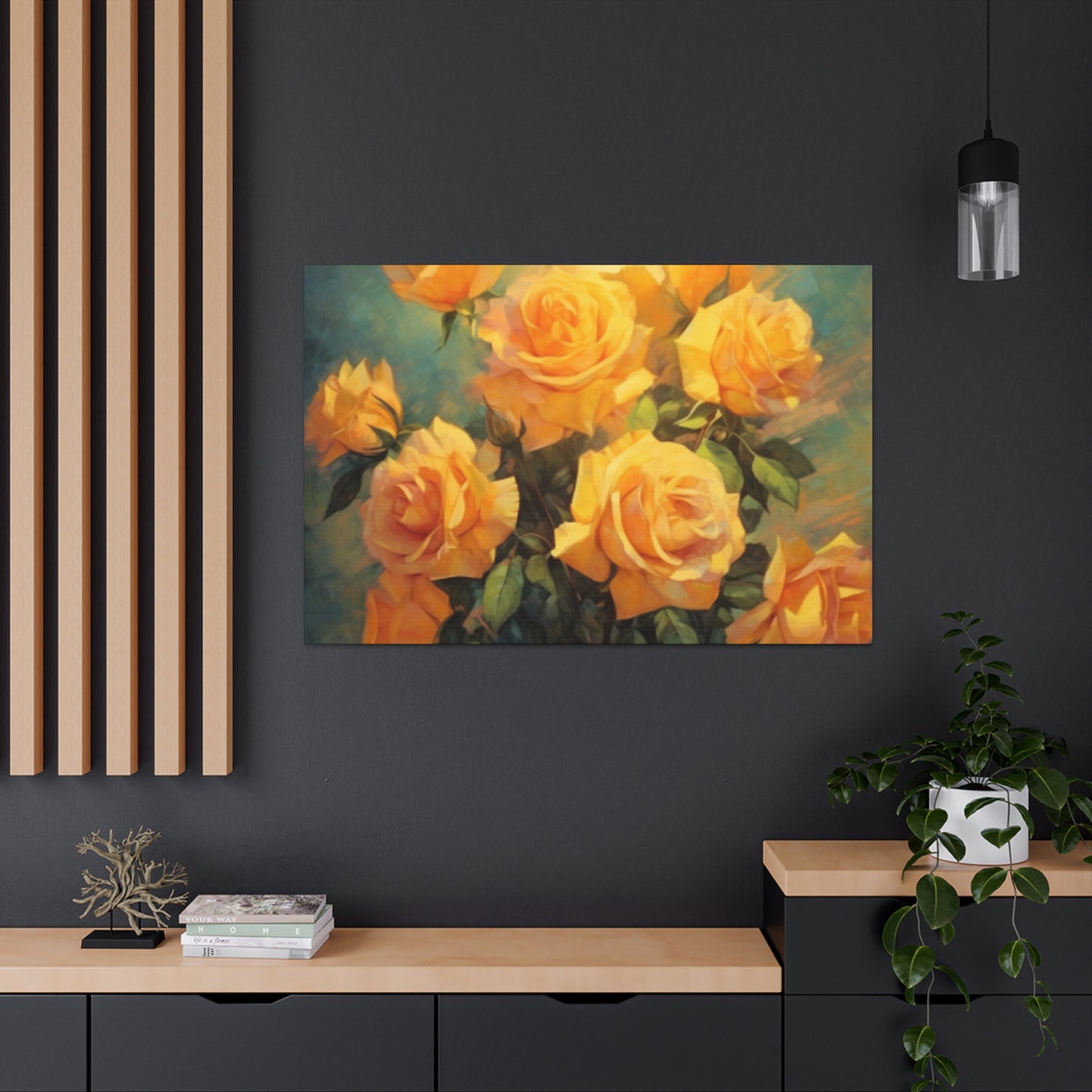 A Bouquet Of Many Blooming Yellow Roses- Large Wall Art