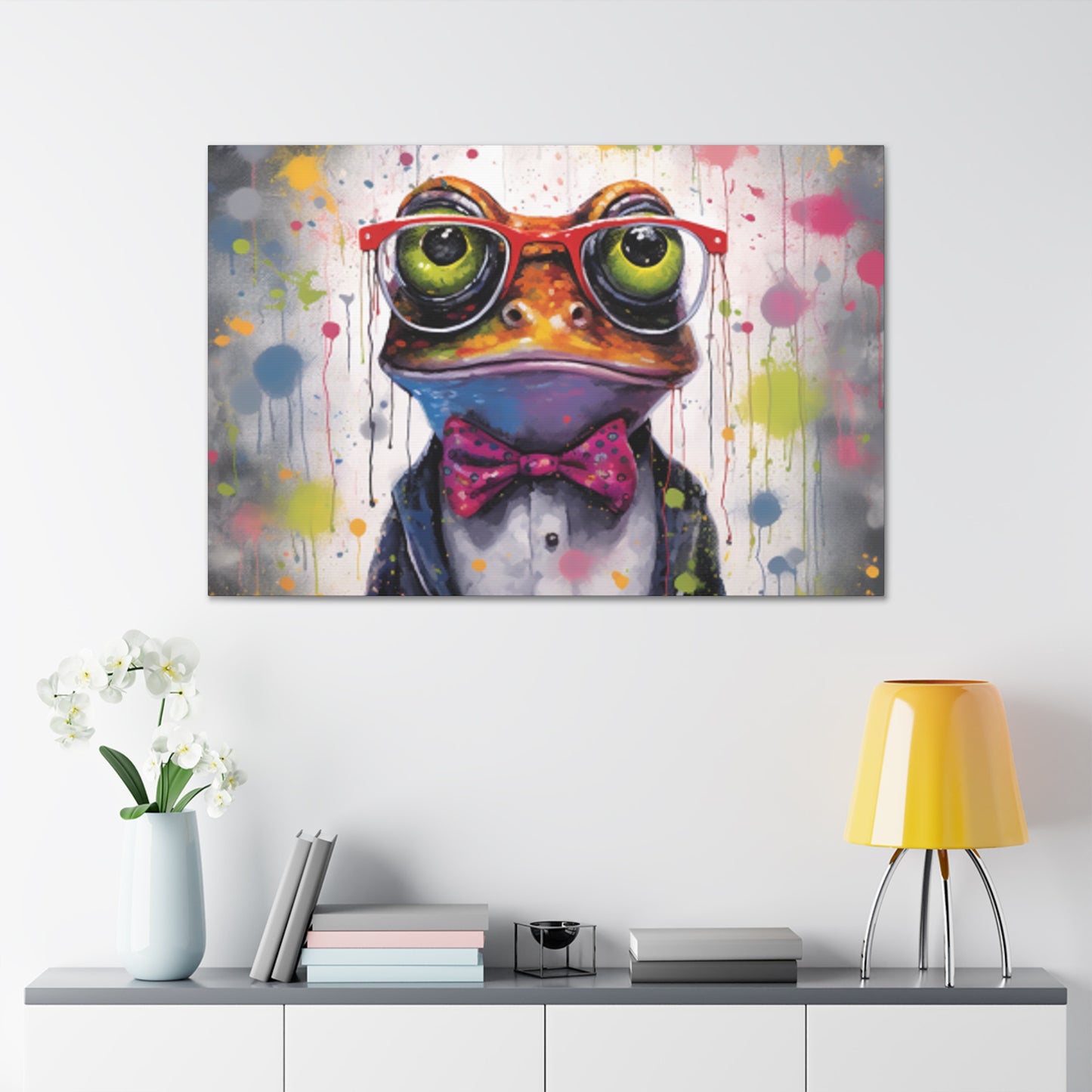 Fancy Frog In Glasses Painting - Large Wall Art