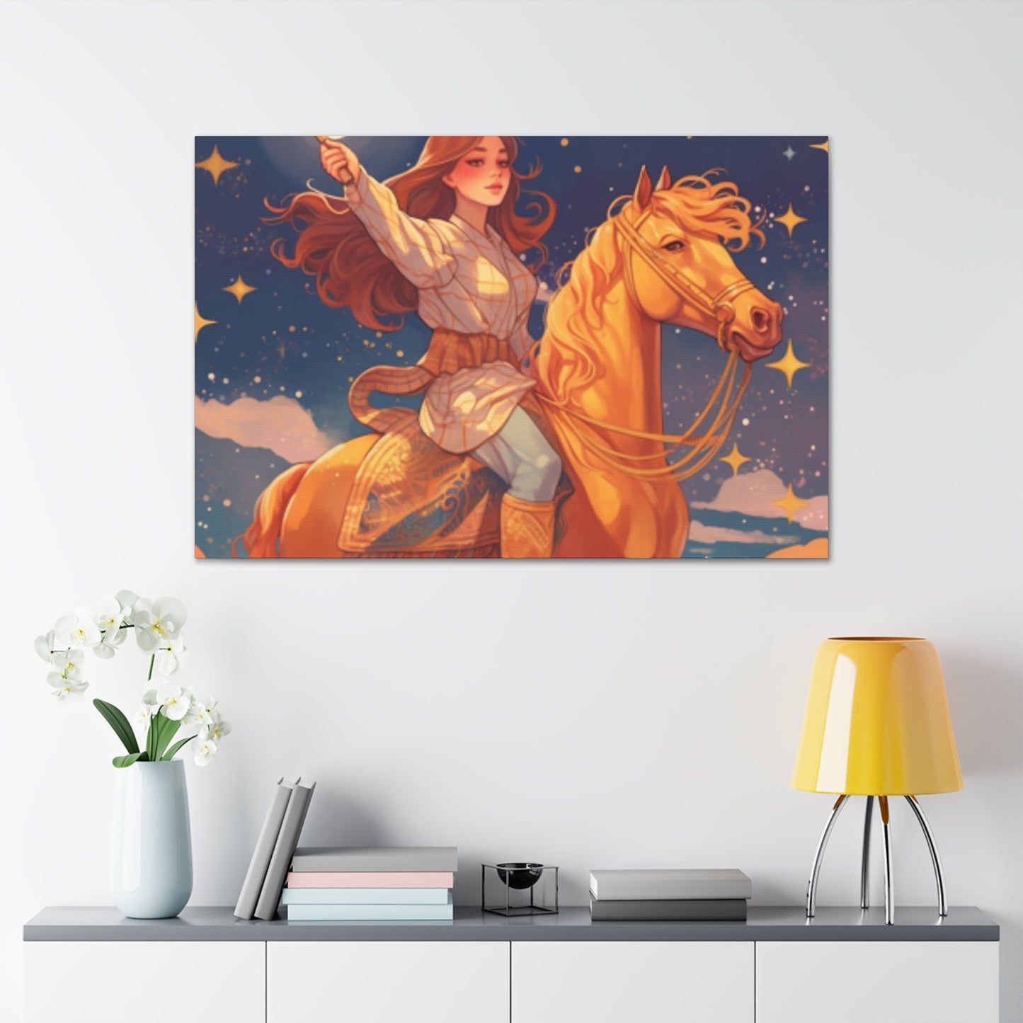 Lofi Magic, Boho Girl And Her Horse - Large Wall Art